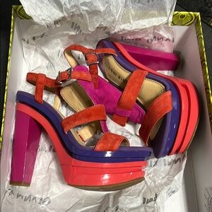 Gianni Bini Calypso Vibrant Multicolor Platform Sandals